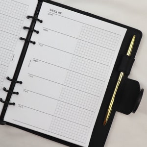 Semanal en una página/horizontal/A5 bolsillo ancho personal media letra encuadernado en disco Happy Planner Classic Mini B6 A6