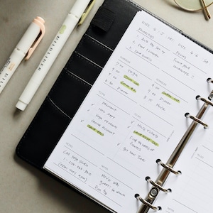 Planificador diario / 2 días en 1 página / A5 Personal Wide Half Letter Disc Bound Pocket
