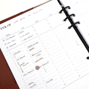 Inserciones para planificador semanal / Estilo horario vertical / Sin fecha / A5 Media carta Happy Planner Classic Mini Personal Wide