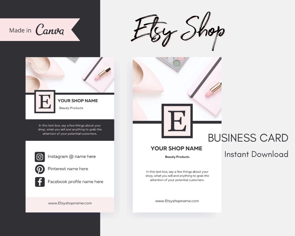 Etsy Shop business card template Digital business card Etsy