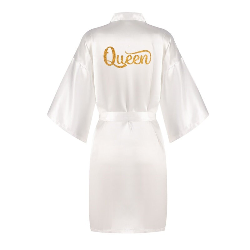 3pcs set glitter gold Queen robe bride satin robe women Etsy