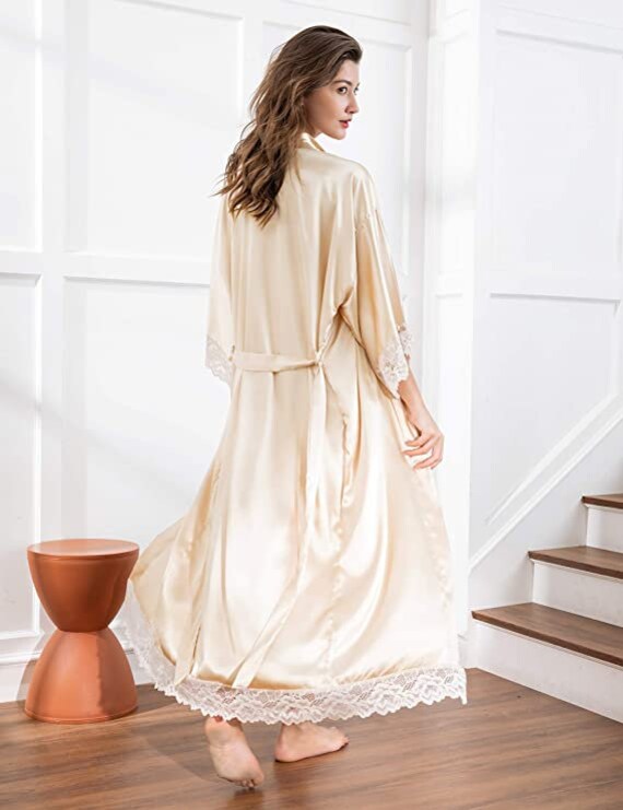 New Silk Satin Lace Robes Bridesmaid Bride Robes Wedding Etsy