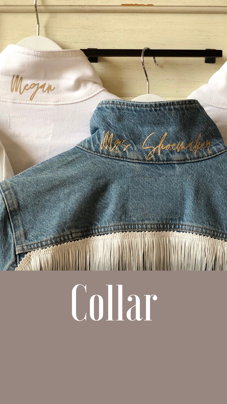 MOB Reception Attire MIL Gift for Bride Long Rhinestone Fringe Jacket Custom Jean Jacket Personalized Denim Jacket Bridesmaids