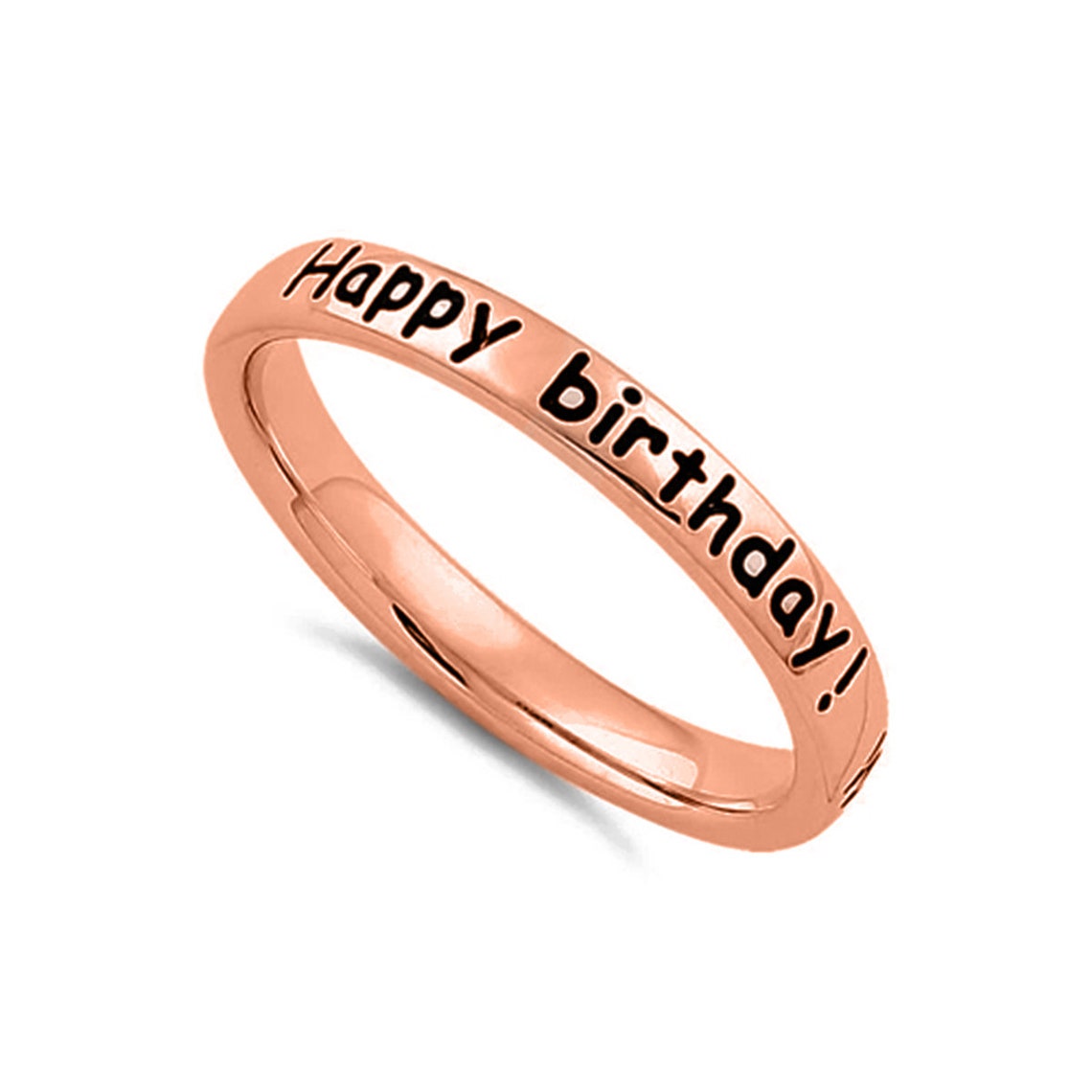 HAPPY BIRTHDAY Personalized Ring 9K Yellow Gold Custom Etsy