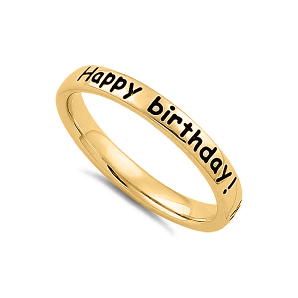 HAPPY BIRTHDAY Personalized Ring 9K Yellow Gold Custom Etsy