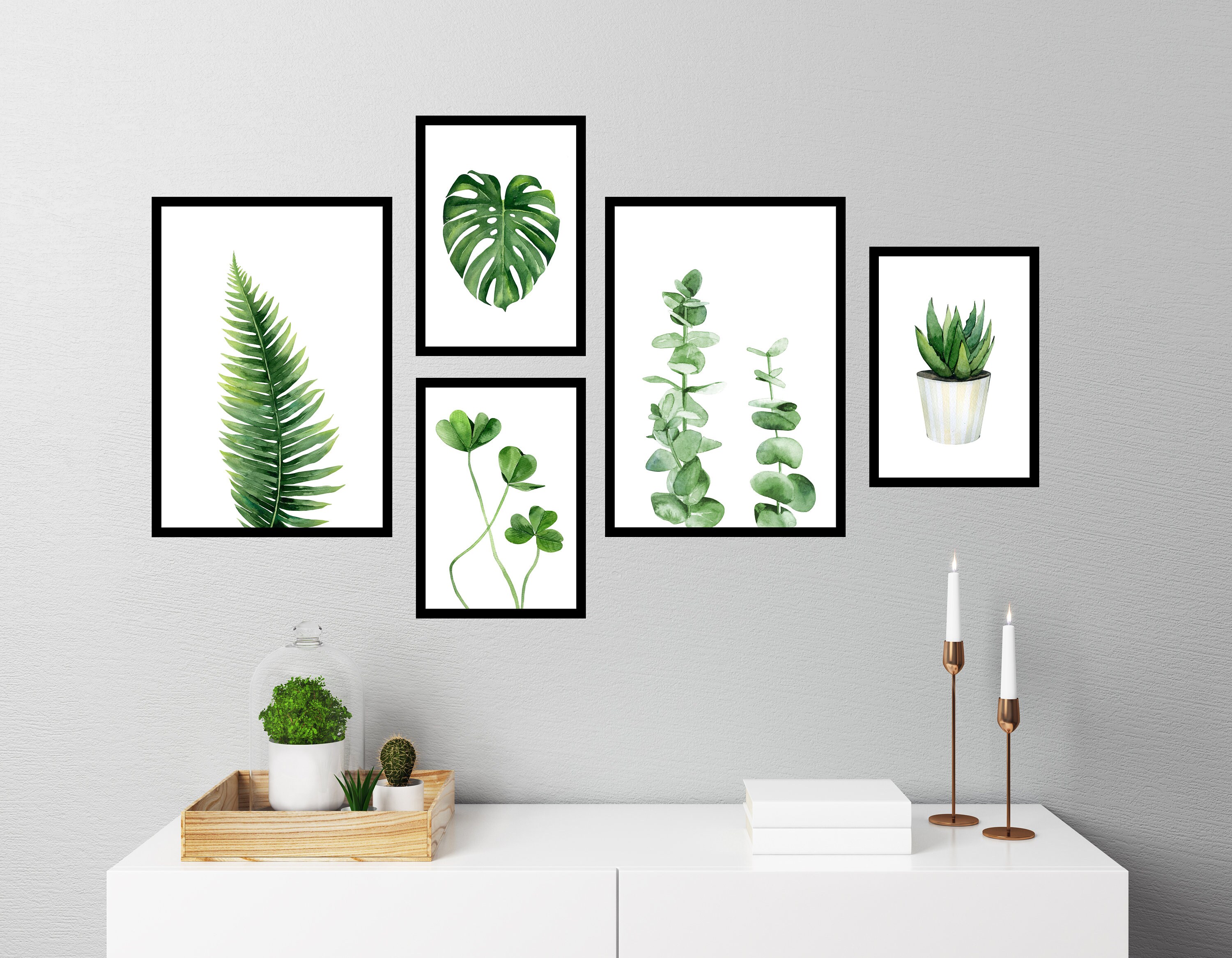 Gallery Wall Art Set of 5 Prints Botanical Prints Bedroom | Etsy UK