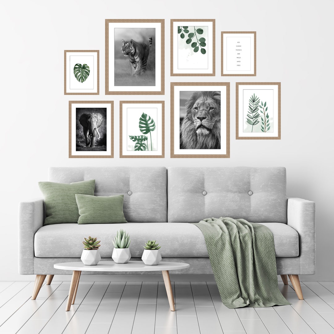 8print Gallery Wall Set Unframed Art Prints in Green Black & White
