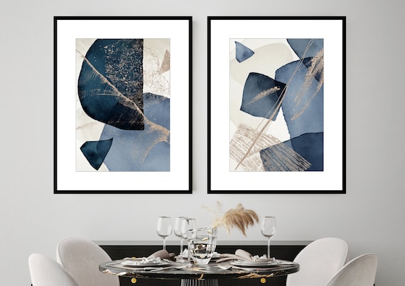 Blue and beige wall cheap art