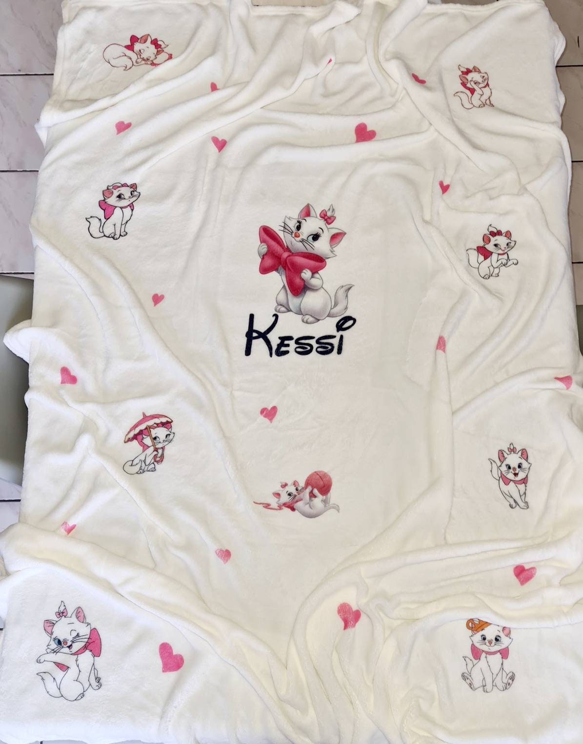 Couverture Bébé Enfants Personnalisé Thème Marie Aristochat, Couverture Personnalisé