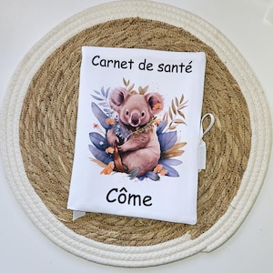 Funda para registro sanitario de koala personalizada - funda para cuaderno - regalo de nacimiento personalizable