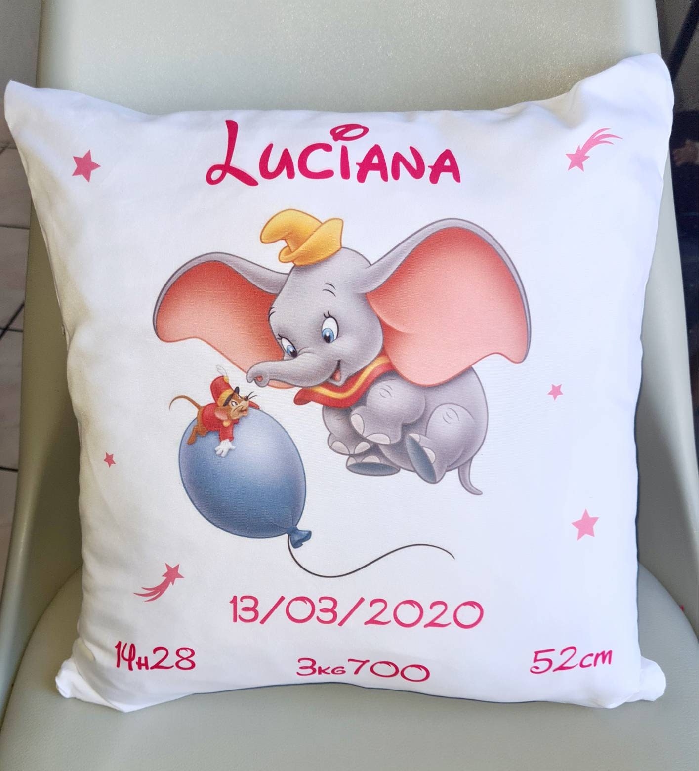 Coussin Naissance Personnalisé Dumbo
