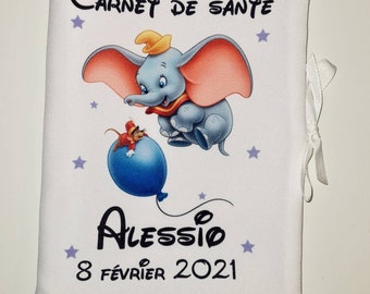 Personalized Dumbo health record cover - health record cover with first name and date of birth - customizable birth gift