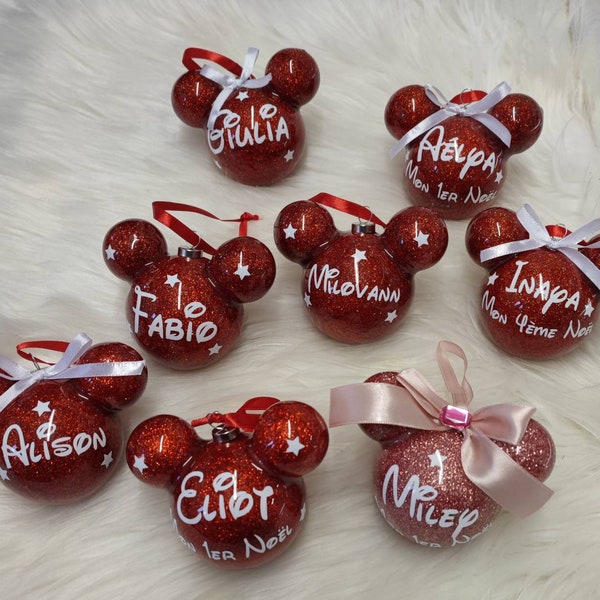 boule de Noël personnalisé Mickey ou Minnie - noël 2022 - déco de noël - sapin déco - mon 1er Noël