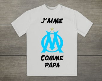 t-shirt enfants j'aime Marseille comme papa - parrain - tonton - papi - supporter