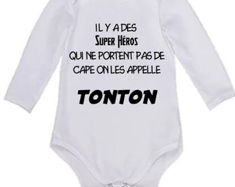 Uncle superhero baby bodysuit, birth gift