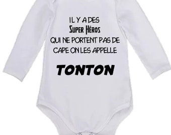 Body bébé tonton super héros, cadeau naissance