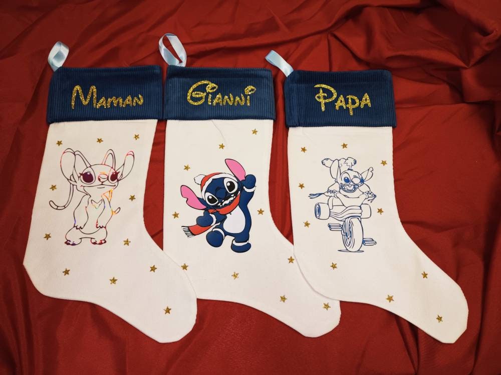 Botte , Chaussette de Noël Personnalisé Prénom Stitch - Botte Personnalisable 2021 Cadeau Enfants