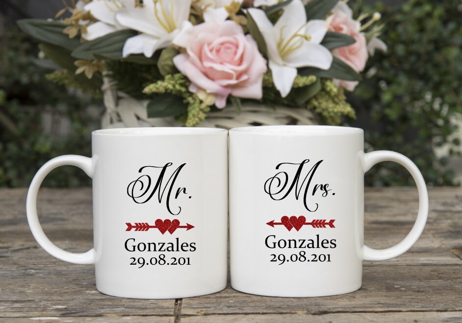 Mug Mariage Personnalisé - Cadeau de Mariage Bride Wedding Fiançailles Idée Mariée Personnalisable A