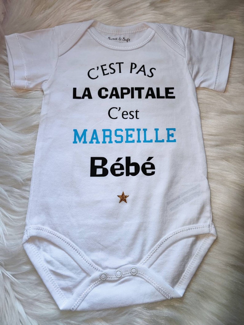 Body bébé c'est pas la capital c'est Marseille bébé cadeau naissance image 2