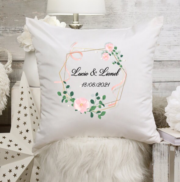Cadeau de Mariage - Coussin Personnalisé avec Les Prénoms Des Marié Bride Cadeau Original
