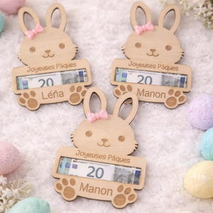 Lapin Porte-Billet de Pâques Personnalisé - Cadeau Original et Élégant pour Offrir un Billet Idée Cadeau Pâques Unique - Carte Cadeau