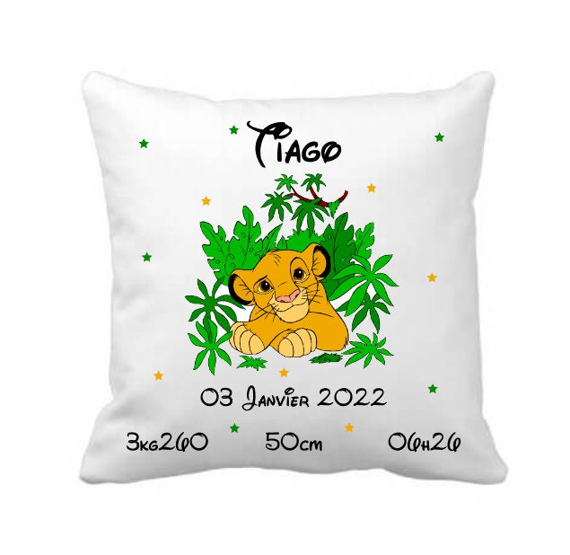 Coussin Naissance Personnalisé Simba - Bébé Lion