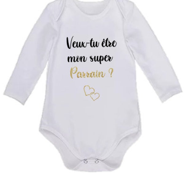 Body bébé veux tu être mon parrain - annonce grossesse  - cadeau naissance