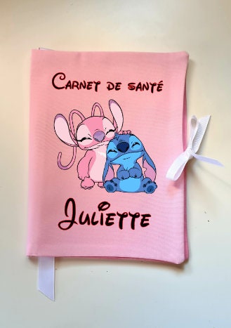 Protects Stitch and Angel Health Book Pink Health Book Baby Birth Gift With  First Name Date of Birth Personalized Gift 