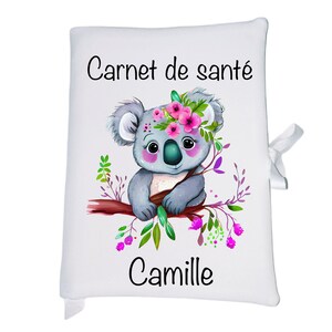 Funda para registro médico con diseño de koala personalizado - funda para cuaderno - regalo de nacimiento personalizable