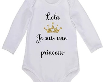 Body bébé je suis une princesse - cadeau naissance bébé fille - body personnalisé