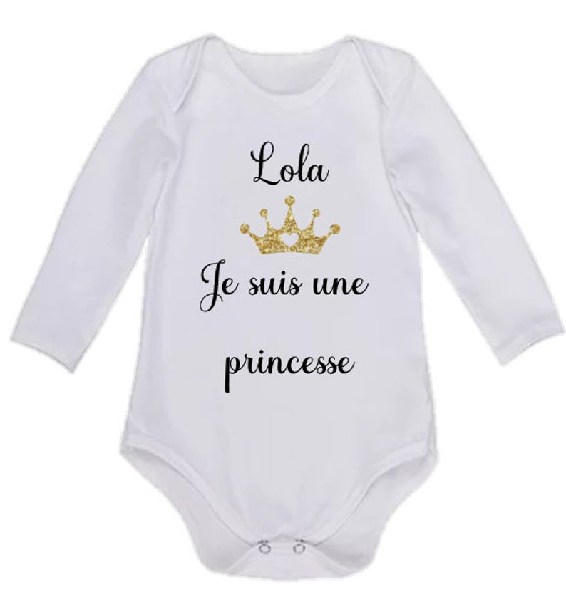 Baby bodysuit I am a princess baby girl birth gift personalized bodysuit image 1