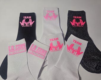 Chaussettes à paillettes JUL personnalisées - idée cadeau femme - anniversaire - copine - cadeau personnalisé