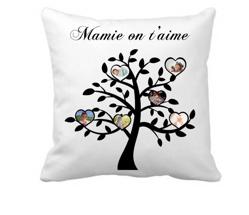 Coussin Personnalisé Photo Arbre de Vie/Personnalisable Fête Des Grands-Mères, Mémés, Mamies. Cadeau