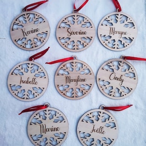 personalized Christmas ball - wooden Christmas ball with first name - Christmas 2022