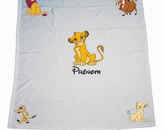 Couverture personnalisé roi lion - simba - plaid bébé enfants personnalisé - cadeau naissance bébé prénom - bébé lion - pumba