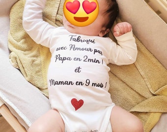 Body bébé papa et maman humoristique cadeau de naissance