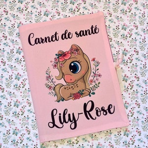 Protège carnet de santé personnalisé licorne - housse carnet bébé- idée cadeau naissance jeune parents - baby shower