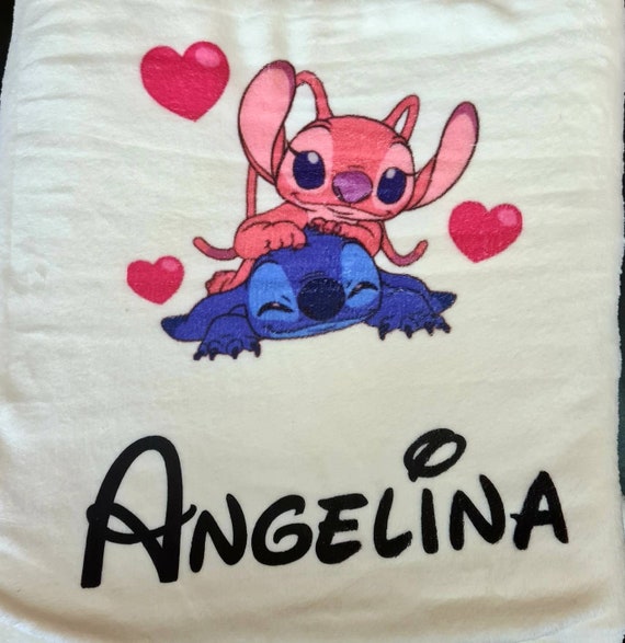 Personalized stitch and Angela theme blanket