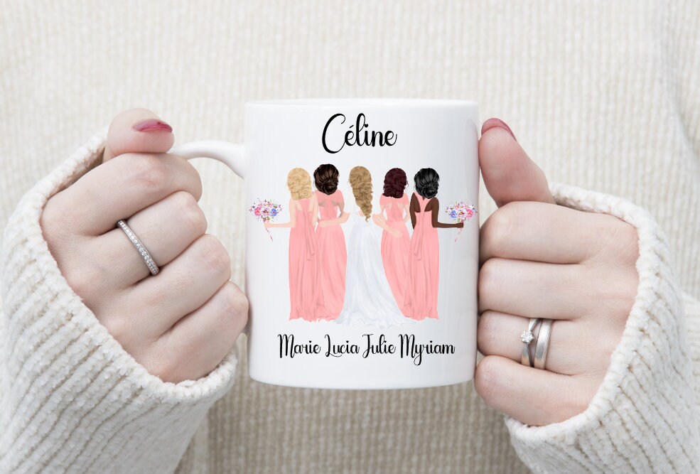 Mug Personnalisé Mariée Demoiselle d'honneur - Bride Bridesmaid Weeding Cadeau Mariée Mariage