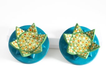 Blue Goat ceramic menorah Hanukkah, Ceramic colorful figurine, Handmade menorah sculpture