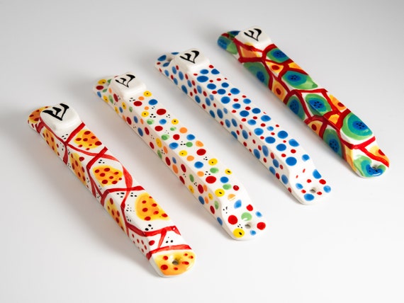 Colorful case mezuzah, mezuzah case, Jewish gift,  room decor,