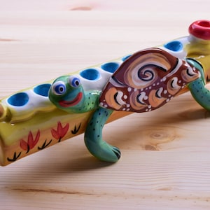 Hanukkah original ceramic cute turtle menorah Hanukkah, handmade figurine cute colorful animals