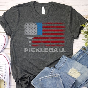 Distressed American Flag Pickleball Shirt, July 4th Pickleball TShirt, Patriotic Pickleball Tee, Gift For Pickleball Player, Pickleball Gift