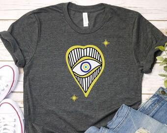 Evil Eye Shirt, Third Eye T-Shirt, Trendy Tee, Boho Hippie TShirt, Gift For Her, Evil Eye TShirt, Hamsa