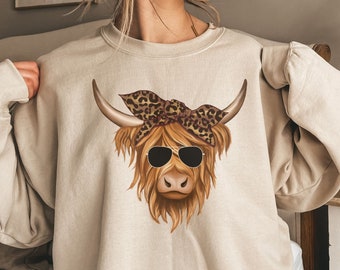 Cow Sweatshirt, Highland Cow Shirt, Cow Lover Gift, Funny Cow Shirt, Farm Lover Shirt, Gifts For Mom, Country Shirt