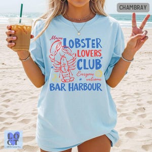 Comfort Colors Bar Harbour Maine Lobster Lovers Club T-Shirt, Coastal Beach Tee, New England Summer Shirt, Ocean Vibes Graphic Tee