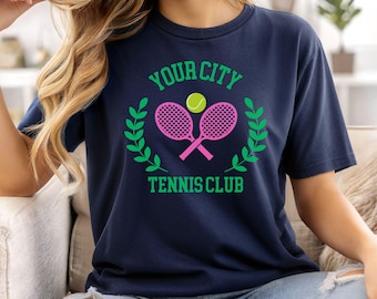 Custom Tennis Team T-Shirt, Personalized Tennis Club Shirt, Tennis Team Apparel, Tennis Player Gift, Team Tennis Tee