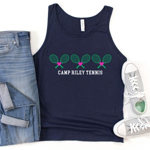 Custom Tennis Racquets Tank Top, Personalized Tennis Shirt, Women&#39;s Tennis Club Tee, Sporty Summer Tank, Tennis Team Gift