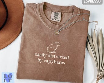 Comfort Colors Capybara Obsession Tee, Funny Chill Animal Shirt, Soft Vintage Tee for Capybara Fans, Cozy Gift for Nature Nerds