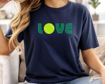 Tennis Love T-Shirt, Cute Tennis Lover Tee, Tennis Player Gift, Court Style Shirt for Women, Tennis Match Day Apparel